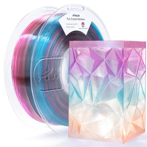 Image of AMOLEN Rainbow Translucent PLA Filament 1.75mm, Transparent 3D Printer Filament, Crystal PLA Nebula Glaze, NO-Tangle & Low Warping, Spool 1KG, Dimensional Accuracy + /-0.02 mm, Fit Most FDM 3D Printers