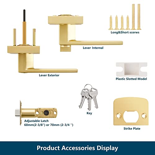 6 Pack Stain Brass Finish Flat Lever(Keyed Alike) Keyed Entry Door Lock/Door Knob Hardware Lever And Front Door Leverset Door Lockset, Left Or Right Handing #TOP6