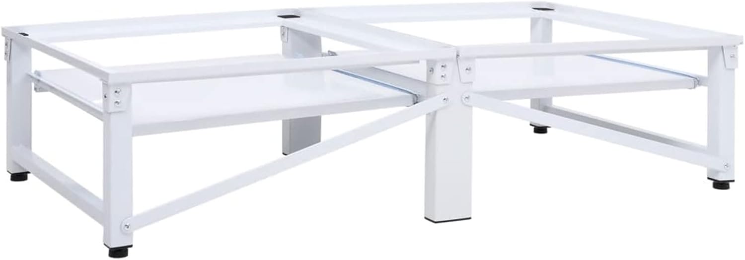 Tidyard Washing Machine Stacking Kit with Pull-Out Shelf, Steel Pedestal Stand with Adjustable Feet and Storage Shelves, 54.7 x 27.2 x 13.2 inches, for Standard Washer and Dryer