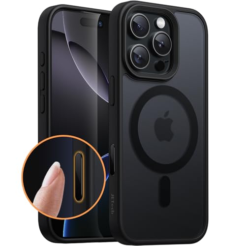 JETech Funda Magnética para iPhone 16 Pro 6,3 Pulgadas con Botón Captura Control Cámara, Compatible con MagSafe, Carcasa Respaldo Translúcida Mate Slim Antigolpes (Titanio Negro)
