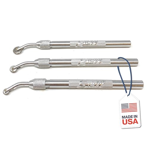 Excel Blades Pounce Wheel Set – Stainless Steel Fabric Tracing, Perforating, Cutting, Sewing, Quilting & Embossing Tool – Set of 3 Assorted Sizes – Made in USA