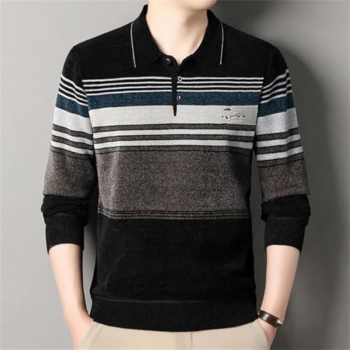 Men's Pullover Sweaters Retro Lapel Jersey Winter Thick Fleeced Sweaters Elegant Knitted Sweaters3