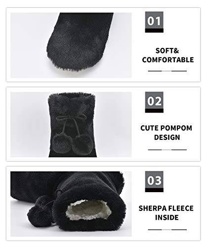 Image of DICUIRD Womens Thick & Warm Slipper Socks with Grippers - Christmas House Slippers