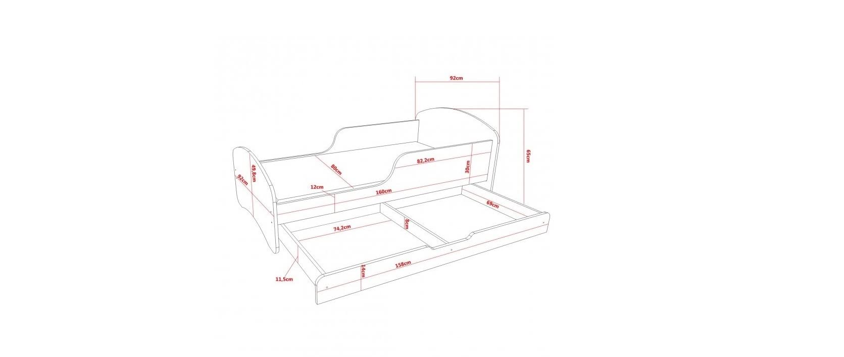 BDW Lit pour enfant avec matelas et tiroir de lit – 140/160/180/190 motifs différents pour garçon chouette (Venge, 160 x 80)