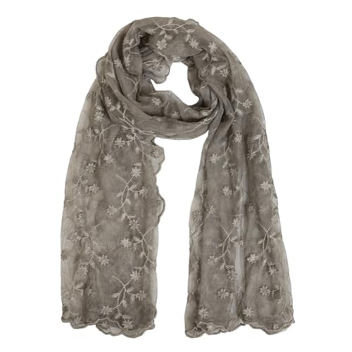 Women's Flower Embroidery Lace Scarf Elegant Mesh Crochet Scarf Shawl Wrap for Women