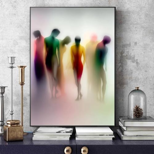 Affiche abstraite de personnages flous pour embellir un salon moderne et épuré