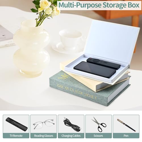 Beautiful Decorative Books - Set of 3 Linen Storage Boxes for Coffee Table, Bookshelf or Mantel Decor - Aesthetic Fake/Faux Books for Modern Home Decoration, Photo Storage and as a Keepsake Box - Image 5