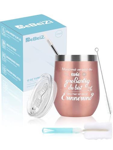 Regalos para novias, copa de vino de acero inoxidable para mejor amiga. Taza térmica aislada al vacío para llevar con tapa y pajita, regalo de cumpleaños para mujeres, regalos de Navidad, 350 ml