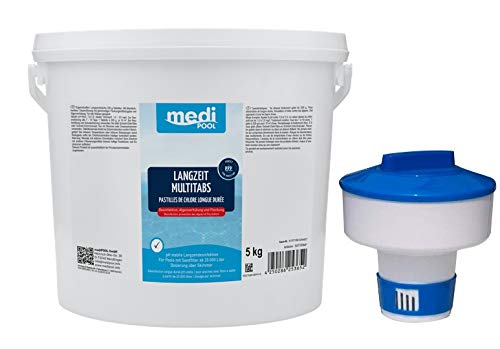 Medipool 507605MP Langzeit MultiTabs 200g, 5KG, Chlor Multifunktionstabletten und Dosierschwimmer für 200gr. Tabletten