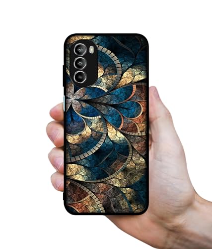 Image of Fractional Pattern Design Premium 2D Printed Metal Back Case Cover for Motorola Moto G52 4G / Moto G82 5G