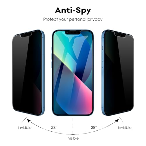 Image of JETech Privacy Screen Protector for iPhone 13 6.1-Inch with Camera Lens Protector, Anti-Spy Tempered Glass Film, Easy Installation Tool, 2-Pack Each