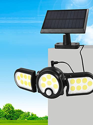 YANZHU Zonne buitenverlichting met 3 koppen, zonne-outdoor drie hoofden wandlamp voor binnenplaats gazon tuinverlichting… - Afbeelding 4