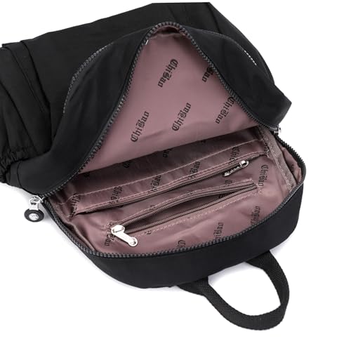 Mini Nylon Women Backpacks,11L Small Ladies backpacks Casual Lightweight Women Shopping Travel Daypack (Black)2