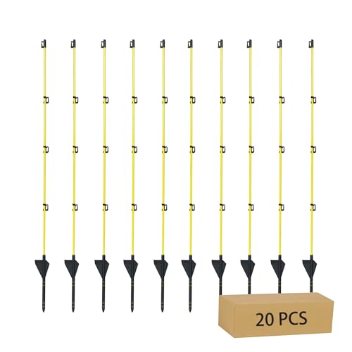 45 inch Electric Fence Posts Step in Fiberglass Insulated Plastic Electric Fence with Post Electric Fence Stakes for Dogs 20 Pack
