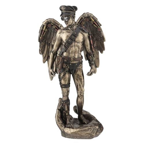 BY SIGRIS Origen Home Decor Figura Hombre Desnudo Bronce | Figura Mitológica Plateado - 30x16x15cm