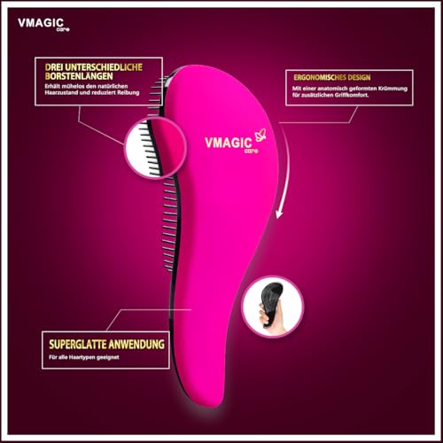 Detangling Brush - glide the Detangler Brush through Tangled hair - Best Comb for Women, Girls, Men & Boys - Use in Wet and Dry Hair (Rose Red) - Image 3