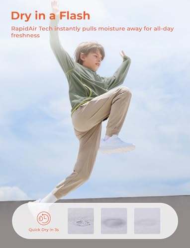PATPAT RapidAir Boys Quick-Dry Pants with Pockets & Drawstring, Athletic Joggers for Running Sports Outdoor School Uniform, Khaki, M