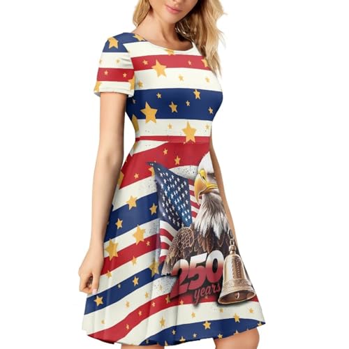 Image of AFPANQZ Womens Casual Summer Lightweight Vintage Dress Short Sleeve Midi Dress Knee-Long Luxury Formal Dress