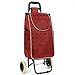JHYFT Carrello della Spesa Carrello della Spesa Multifunzione Carrello in Tubo d'Acciaio ad Alta capacità/Borsa Carrello per Bagagli per Auto/Carrello Pieghevole Carrelli portaoggetti,Vino Rosso (