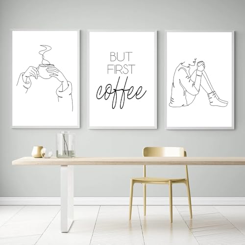 Poster ligne tasse coffee shop art mural scandinave pour intérieur de cuisine et bar