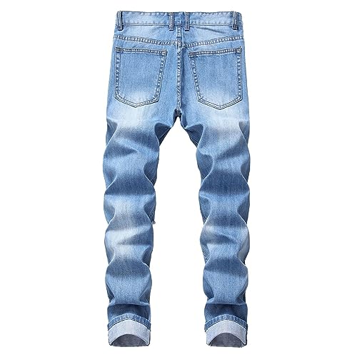 JEsilunmaMY Distressed Ripped Skinny Jeans for Men Slim Fit Stretch Straight Leg Jeans Fashion Comfort Destroyed Denim Pants2