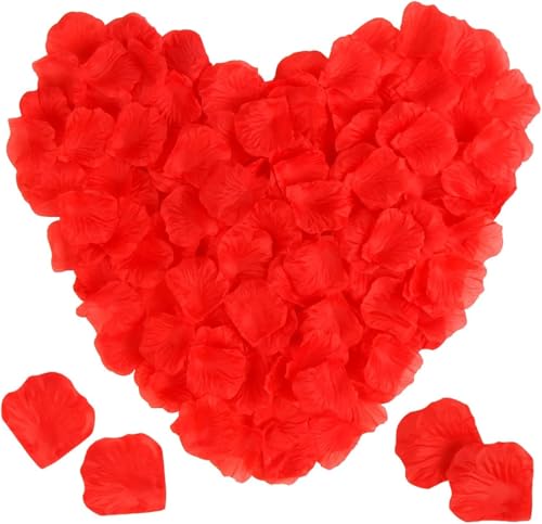 SULOLI 1500pcs Pétales de Rose Artificielles pour Saint Valentin Pétales de Rose Rouges pour Décoration de Mariage