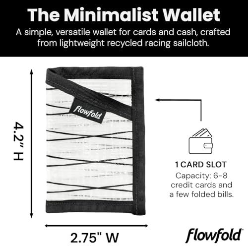 Image of Flowfold Recycled Sailcloth Minimalist Card Holder Wallet | Slim and Durable with Cash pocket and Credit Card Slot | Minimalist Wallet Made in USA Holds 6-8 Cards