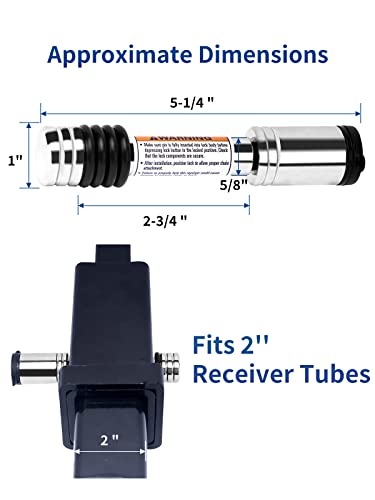 Metoware Chrome Trailer Hitch Lock, 5/8" Dia Barbell-Style Locking Hitch Pin, Towing Hitch Receiver Lock With Anti-Rattle, Fits 2" Receiver Tubes, Class Iii & Iv Hitch Receivers (2 Pack Keyed Alike) #TOP1