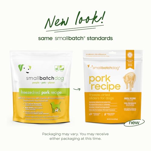 smallbatch Pets Freeze Dried Raw Dog Food, Pork Recipe, 14 oz, Organic High Protein Dog Food, Grain Free, Made in The USA, Humanely Raised Meat, Single Protein, for Picky Eaters, Hydrate & Serve