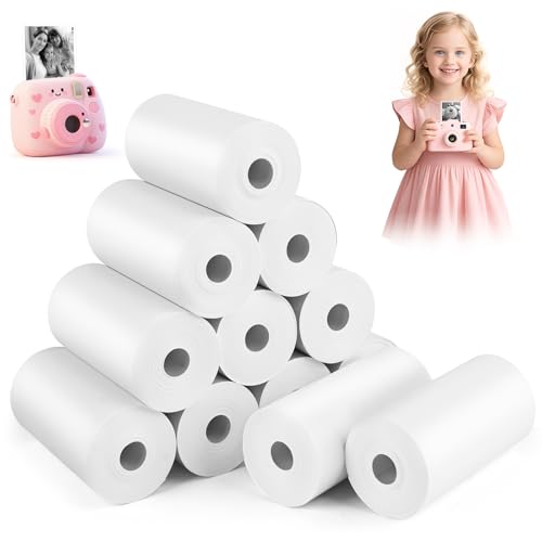 Papel Térmico para Cámara Infantil, Papel Camara Fotos Infantil, Camara Fotos Niños, para Impresoras Térmicas Pequeña Fotográfica, 57mm x 25mm x 7m, 12 Rollos