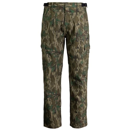 BLOCKER OUTDOORS Finisher Turkey Hunting Cotton Pants â€“ Durable Scent-Control Camo Pants with Adjustable Waist & Multiple Pockets (Large, MO Greenleaf)