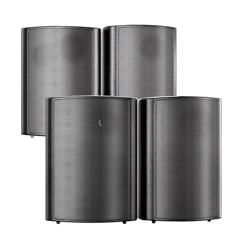 STUDIOFINIX 800W 6.5 Inch Outdoor Bluetooth Speakers Waterproof with Multifunctional Amplifier Wall Mount Weatherproof Speaker for Patio Garden Poolside Home(4 Speakers, Black) by STUDIOFINIX - Used condition - CA$203.19