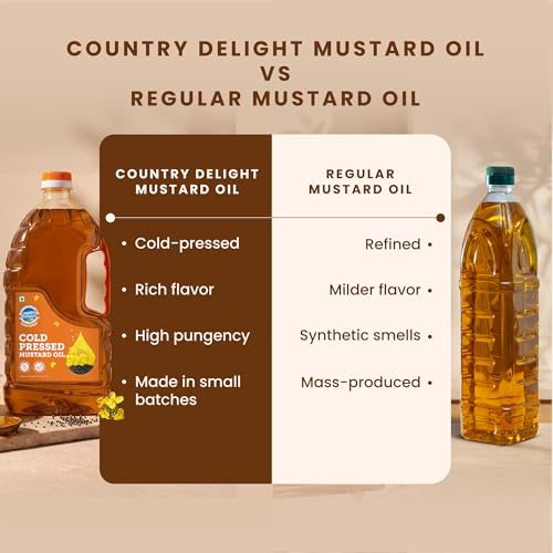 Image of Country Delight Mustard Oil | Non-Refined Cold-Pressed Mustard Oil | Traditional Kohlu Extraction | Rich Aroma & Authentic Taste | 1.8L