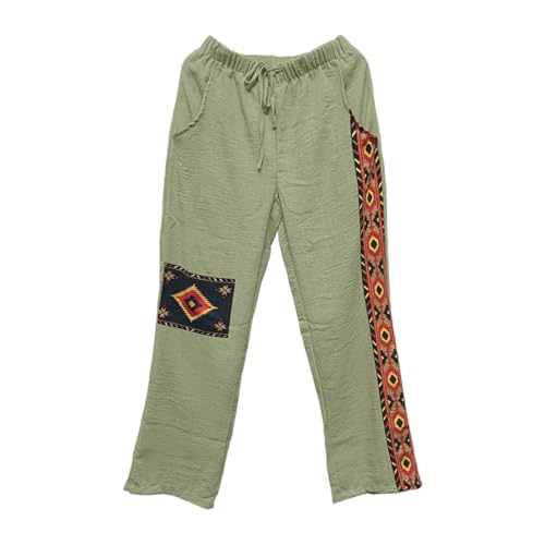 Man Graphic Loose Fit Pants for Man Linen Pleated Straight Leg Long Leg Summer Fall 20252