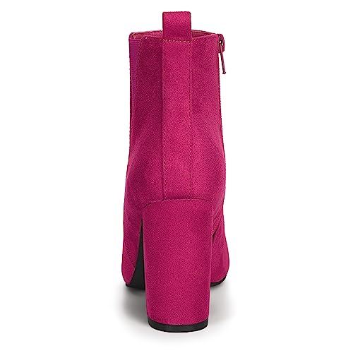 Allegra K Allegra K Women's Zipper Block Heels Hot Pink Ankle Boots 8 M US