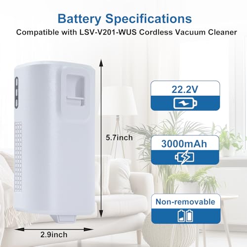 Batería de repuesto de 3000 mAh para aspiradora LVAC-200 de 22.2 V 4