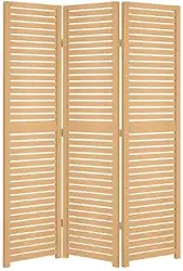 Painel Divisória MDF Dobrável Estilo Biombo – Beleza e Funcionalidade Painel Decorativo 3 Folhas - Para Sala, Quarto, Home Office e Varanda, Fácil de Montar(Cru)