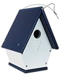 Recycled Poly Lumber Wren Chateau Birdhouse - Handmade in the USA - Perfect for Wrens, Chickadees, and Warblers! (White/Blue)