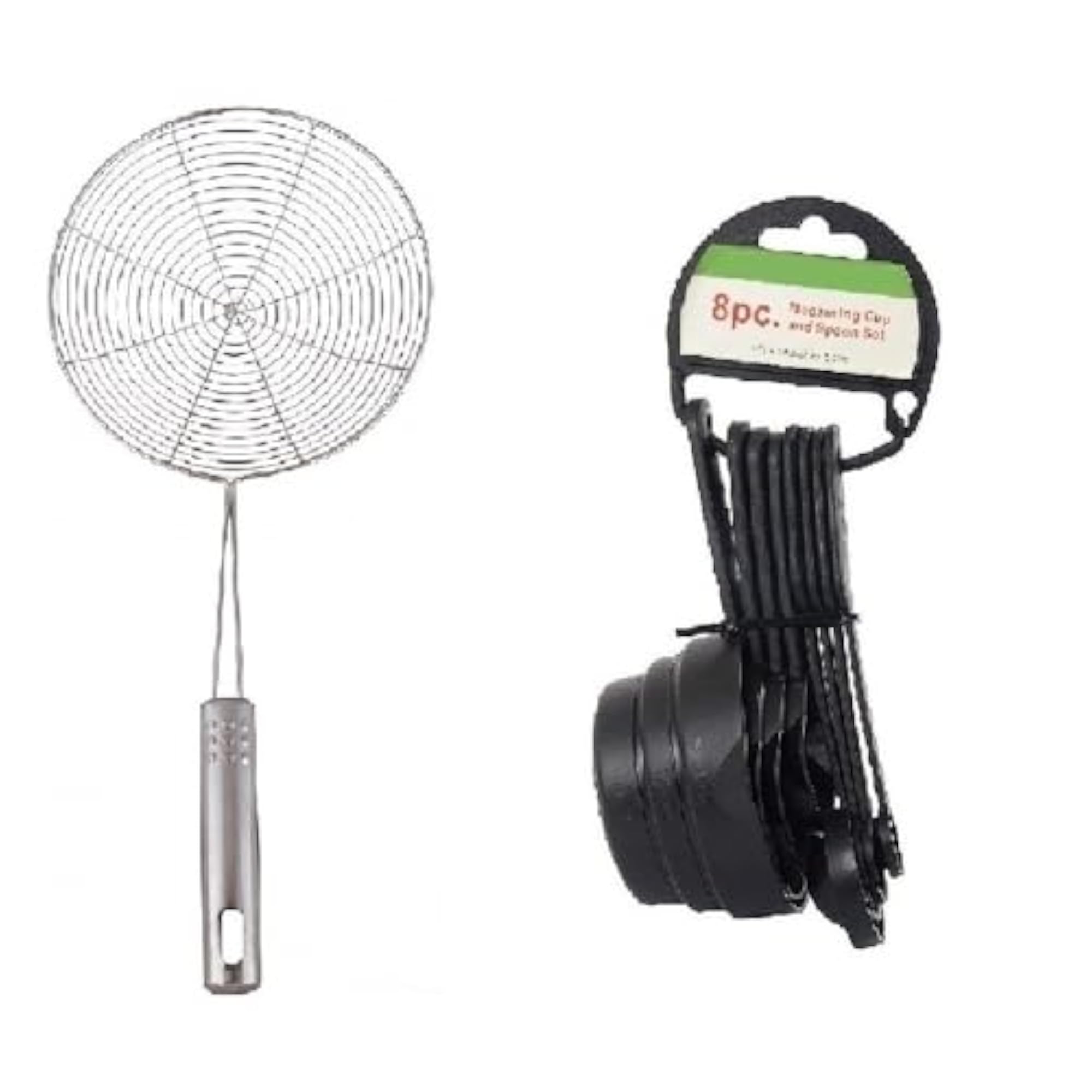 Stainless Steel Deep Fry Jhara Combo Black Measuring Set