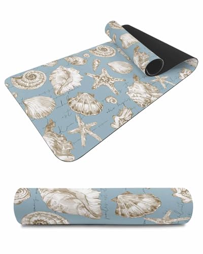 Debedcor Heat Proof Table Pads Waterproof Decorative, Beige Coastal Non-Slip Table Countertop Protector, Summer Beach Nautical Conch Insulation Mat for Dining Room, 48 x 12 Inches