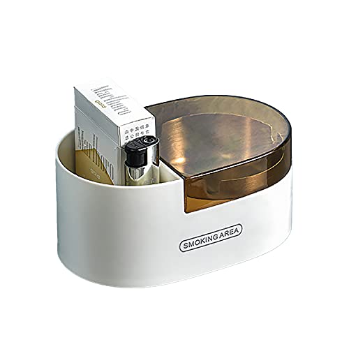 Wall Mounted or Desktop Smoking Ashtray with Lid for Cigarette,5-Color Options Covered YVOKE Windproof Ash Tray for Smokers, Ash Holder for Bathroom, Livingroom, Indoor or Outdoor Use (Clear gold)