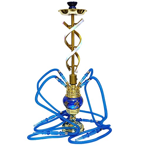 GaoYunQin 4 Schlauch Shisha-Pfeife 22"Shisha Aluminiumlegierung Raucher-Party-Set mit Vier Schläuchen Glaswasservase für Familien Ausländische Hotels Bars Clubs Hotels (Color : Blue)