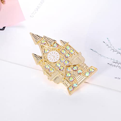 YAZILIND Vintage Castle Shape Brooch Pins Alloy Rhinestone Personality Corsage3