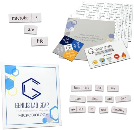 Microbiology Word Magnets - Funny Nerdy Poetry Kit for College, PhD, & Professional Microbiologists—Ideal Geek Gifts Set Office Fridge or Magnetic Whiteboard - STEM Students & Adults - Genius Lab Gear