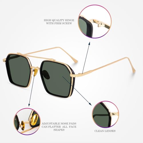 Image of CREEK Unisex Full Rim Hexagonal Branded and Stylish Sunglasses | 100% UV Protected | Men & Women | Medium | CH S1145-Pack of 1