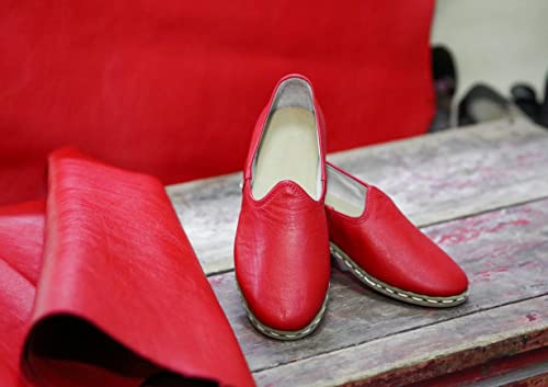 Authentic 100% Handmade Genuine Leather Women's Turkish Carik Slippers - Lightweight - Breathable (7.5, Black)2