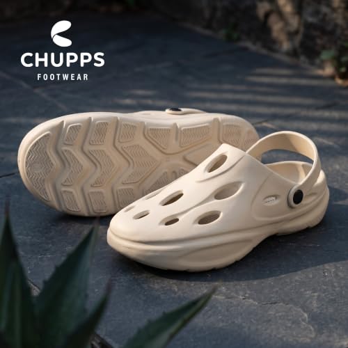 Image of CHUPPS Gator Clogs for Men | Lightweight EVA Clogs | Anti-Slip Sole | Cushioned Footbed | Breathable Ventilation | Adjustable Back Strap | Waterproof Casual Garden Clogs for Men