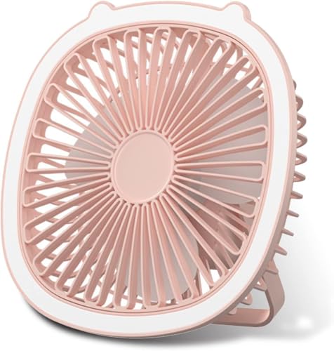 AGORAZOIN Portable Rechargeable Desk Fan with LED Light & Hook – USB Powered Mini Table Fan | Chhota Pankha for Home, Office, Camping, Tent, Travel – Battery Operated, Multicolor