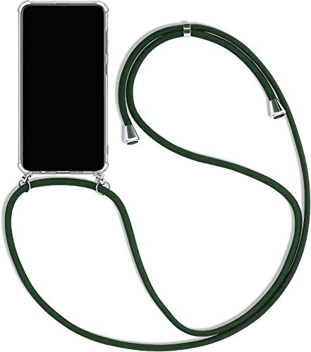 Funda con Cuerda para Nokia 8 Sirocco, Carcasa Transparente TPU Suave Silicona Case con Correa Colgante Ajustable Collar Correa Anti-Choque Carcasa para Nokia 8 Sirocco, Oscuro Verde