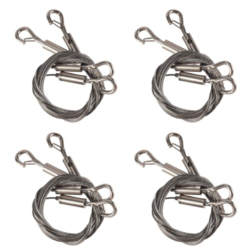 LOLPALONE Soportes Ajustables de Alambre para Colgar Cuadros de Servicio Pesado - Paquete de 8 Herrajes para Colgar, Cable de Acero Inoxidable de 2M X 1,5 mm